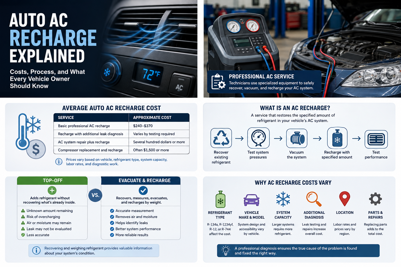 car ac recharge cost infographic
